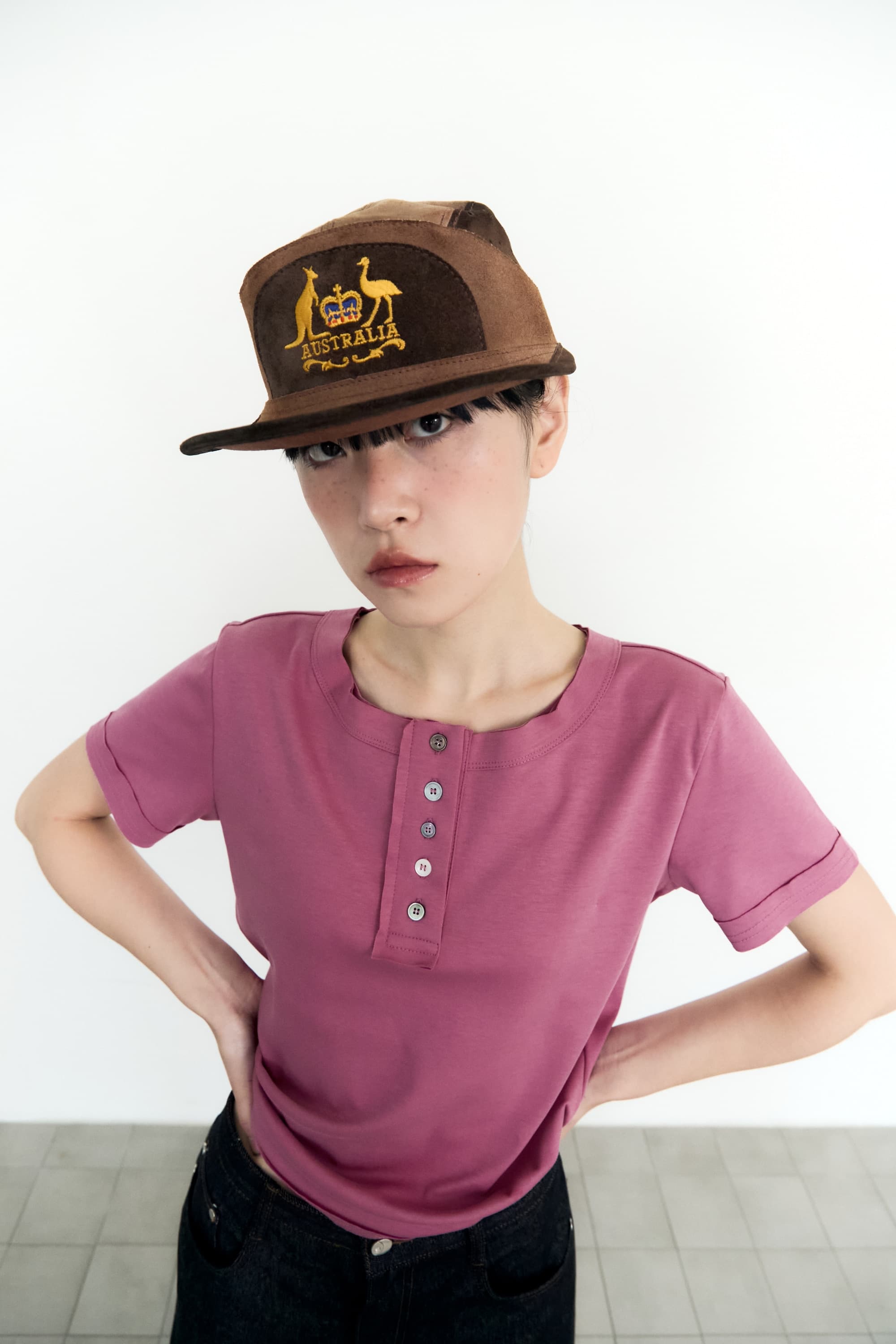 5 Button Henry Neck (Mauve Pink) — vue 1