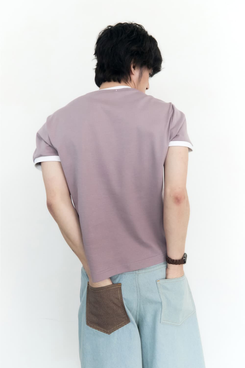 Check Pocket Straight Capri Pants (Light Blue) — vue 11