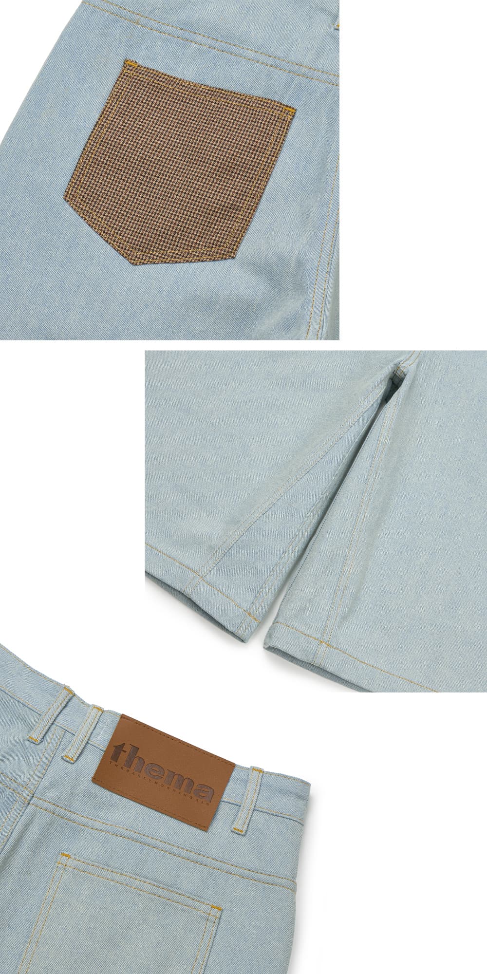 Check Pocket Straight Capri Pants (Light Blue) — vue 14