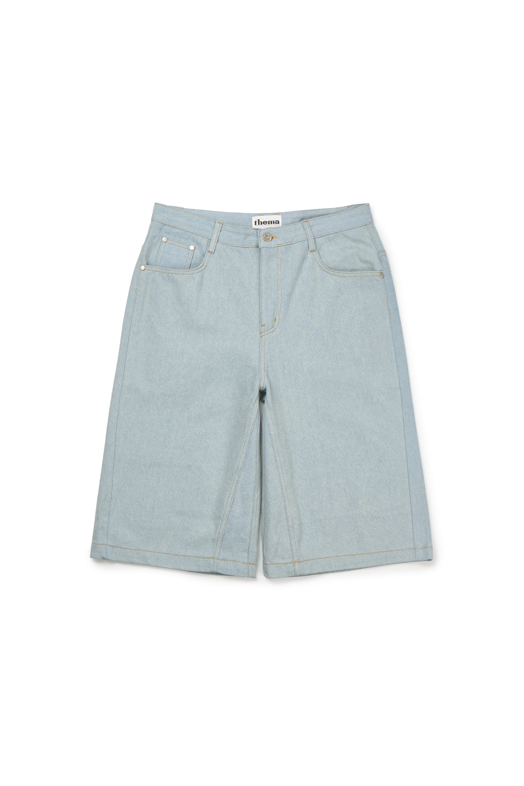 Check Pocket Straight Capri Pants (Light Blue) — vue 3
