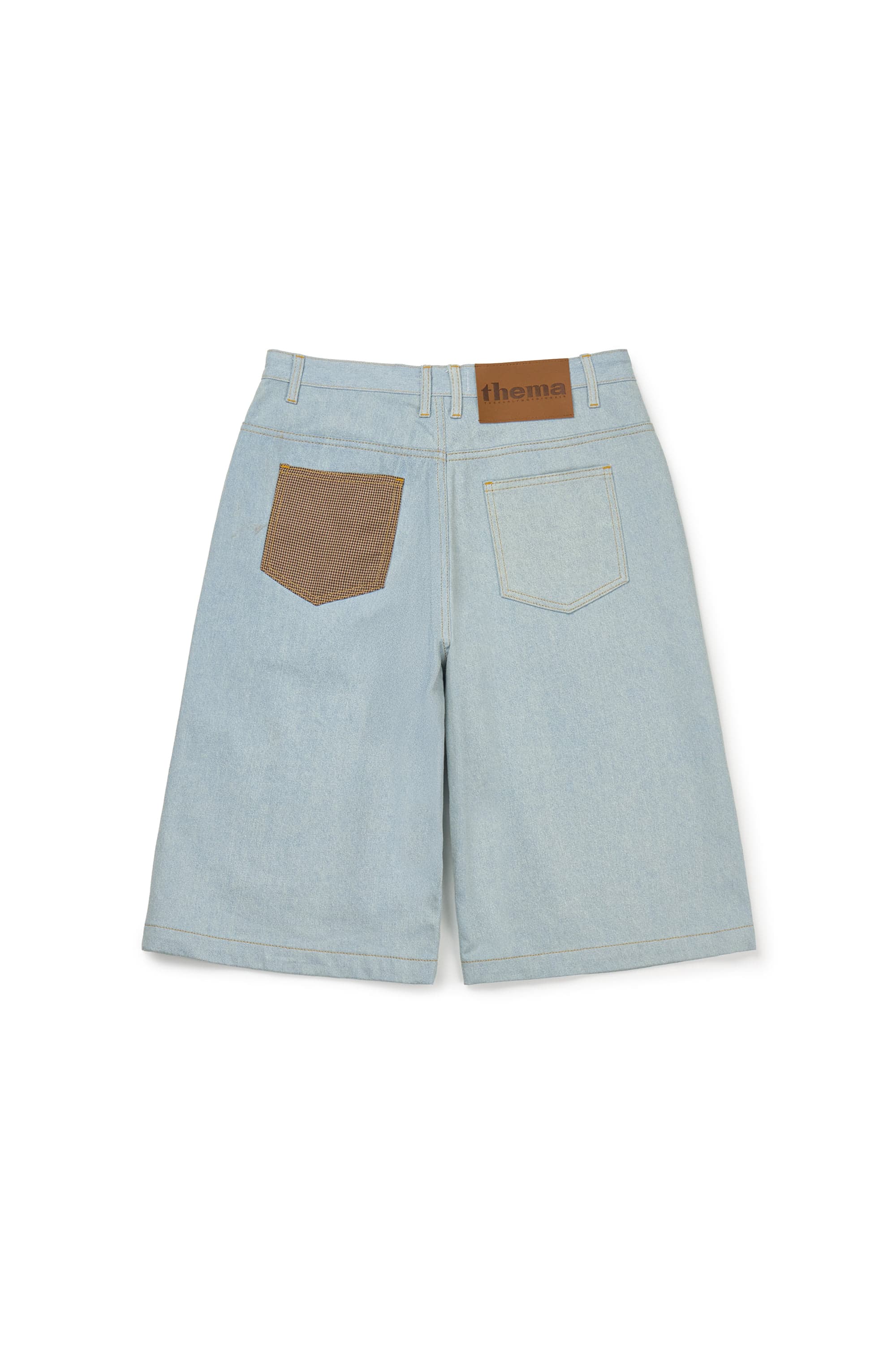 Check Pocket Straight Capri Pants (Light Blue) — vue 4