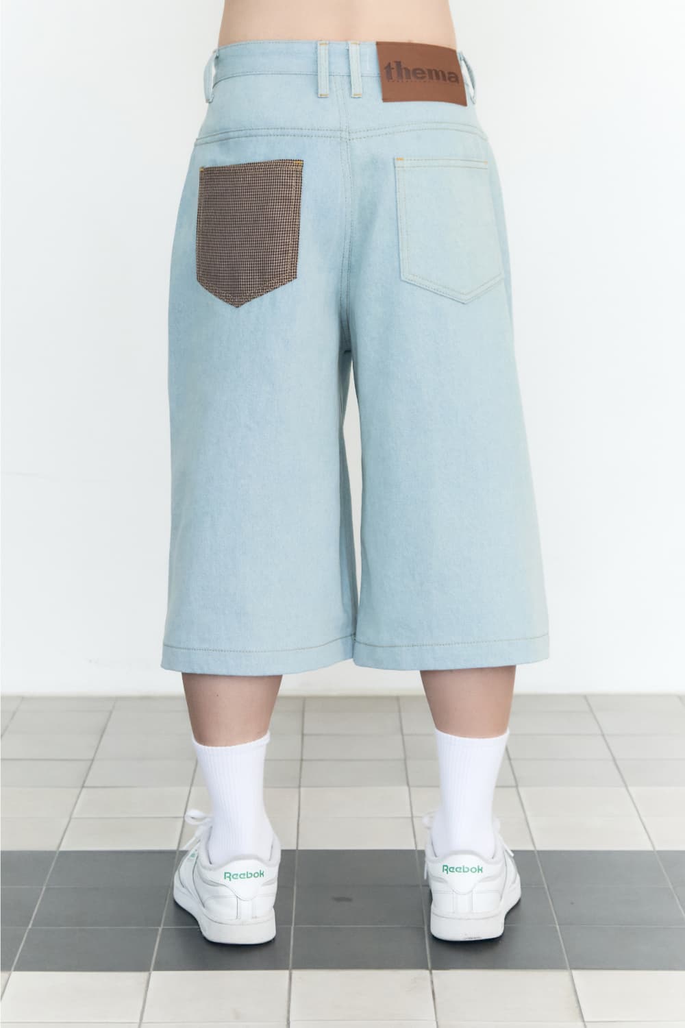 Check Pocket Straight Capri Pants (Light Blue) — vue 8