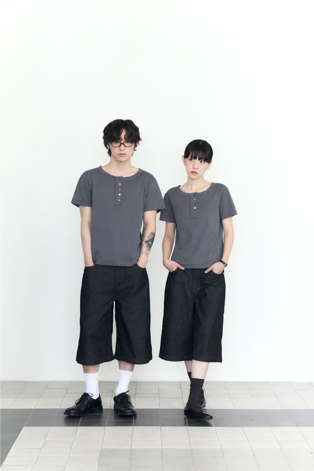 Check Pocket Straight Capri Pants (Indigo) — vue 12