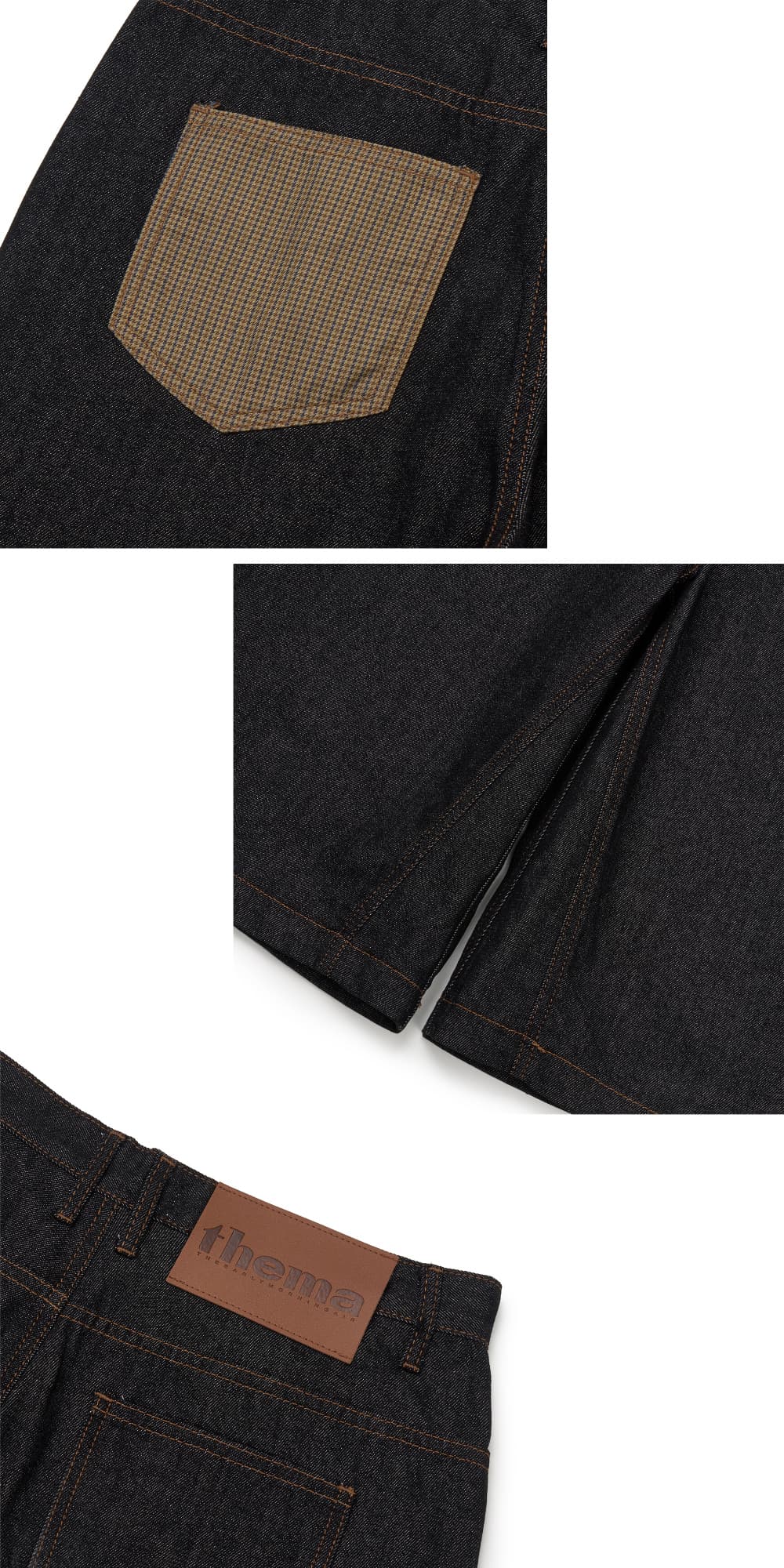 Check Pocket Straight Capri Pants (Indigo) — vue 14