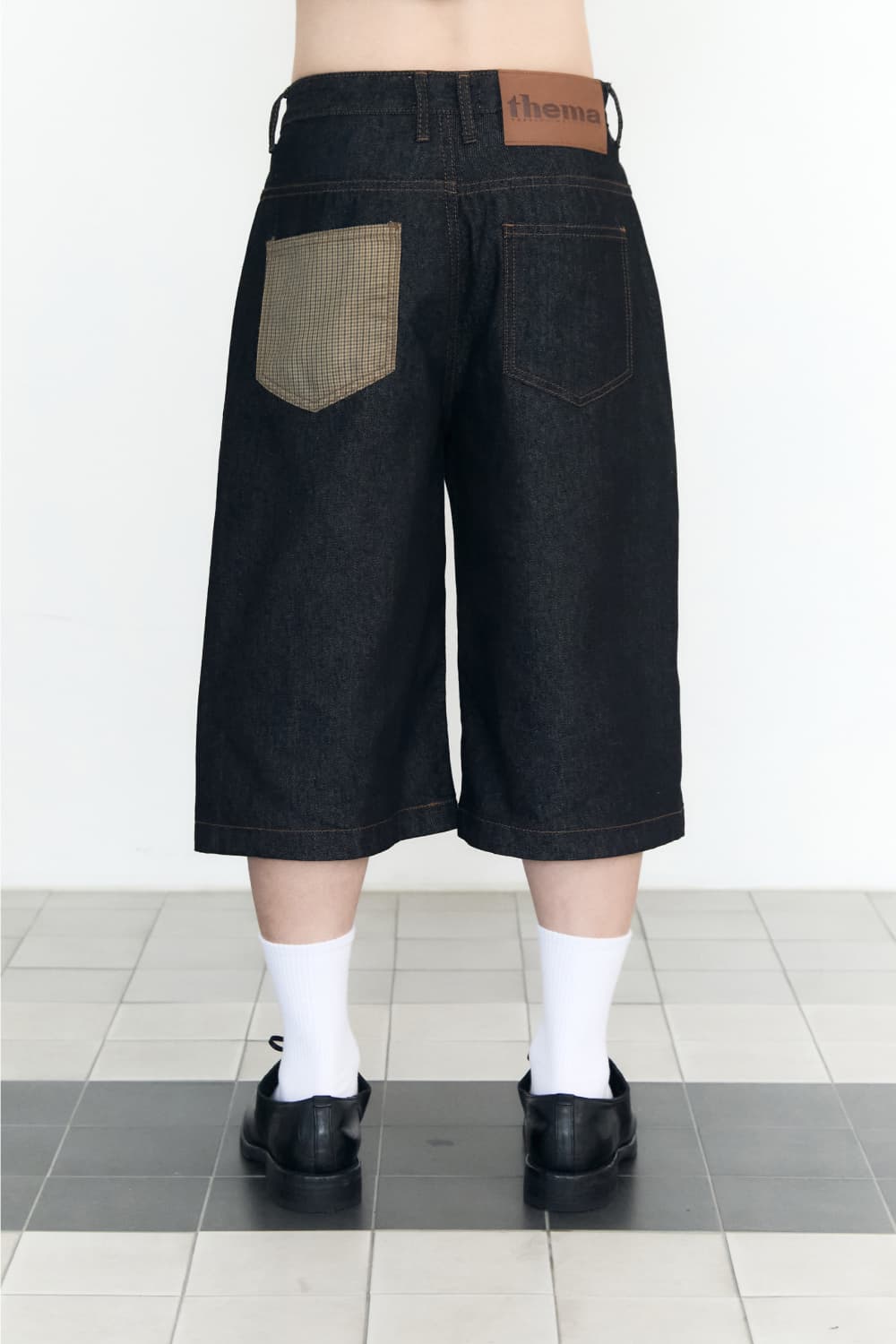Check Pocket Straight Capri Pants (Indigo) — vue 7