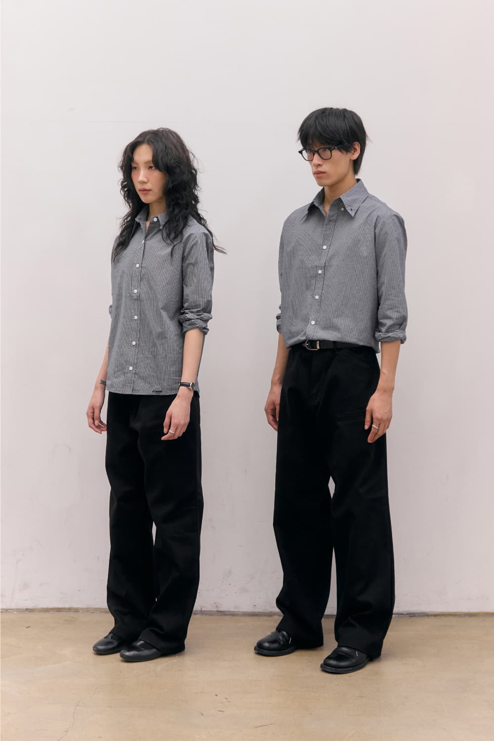 Roll-Up Check Shirts (Black) — vue 20