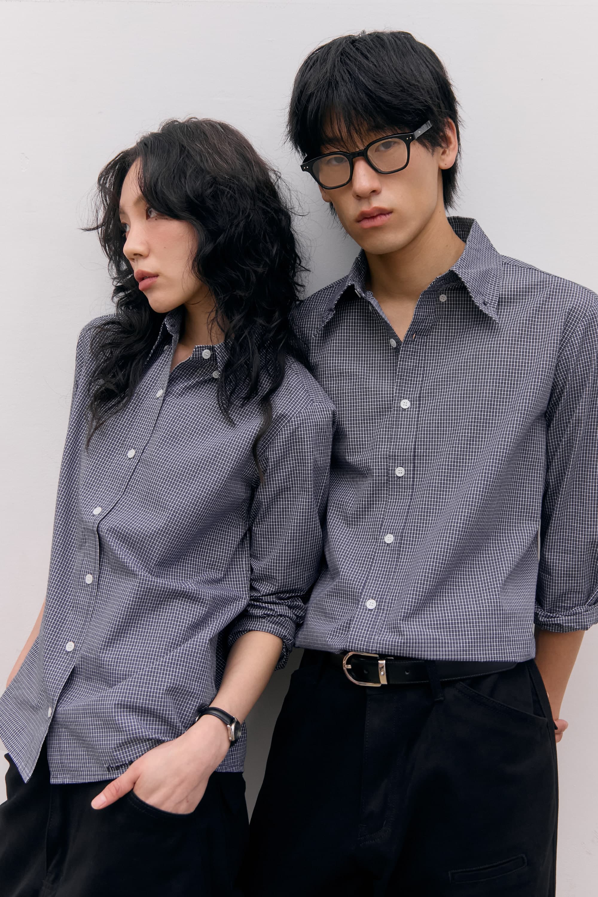 Roll-Up Check Shirts (Black) — vue 1