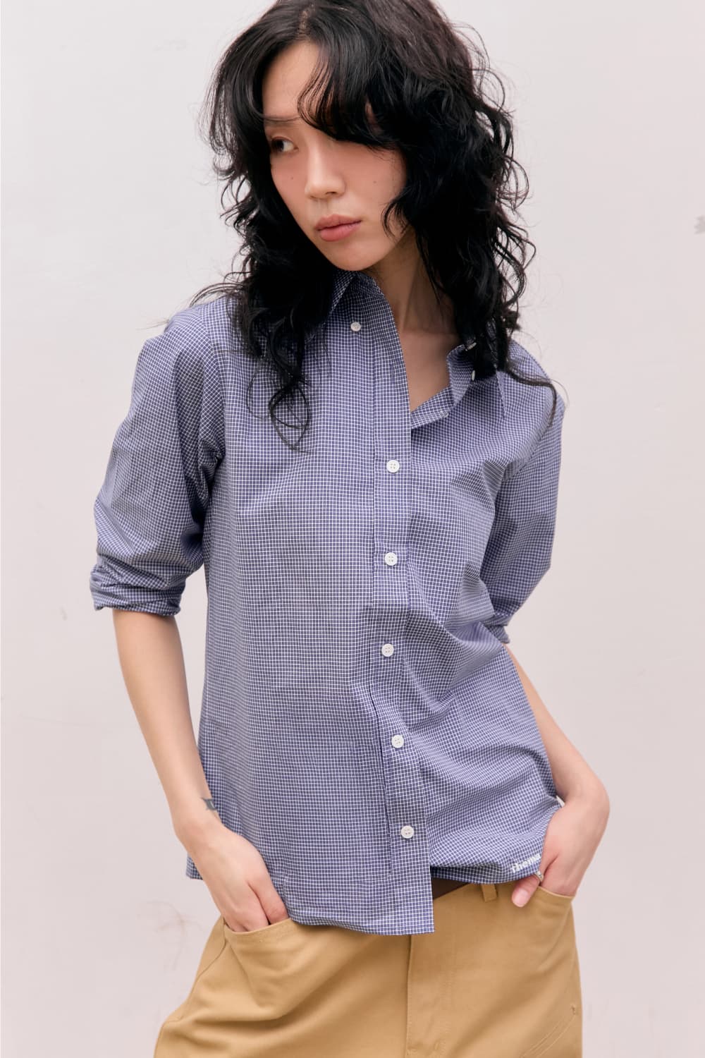 Roll-Up Check Shirts (Navy) — vue 14