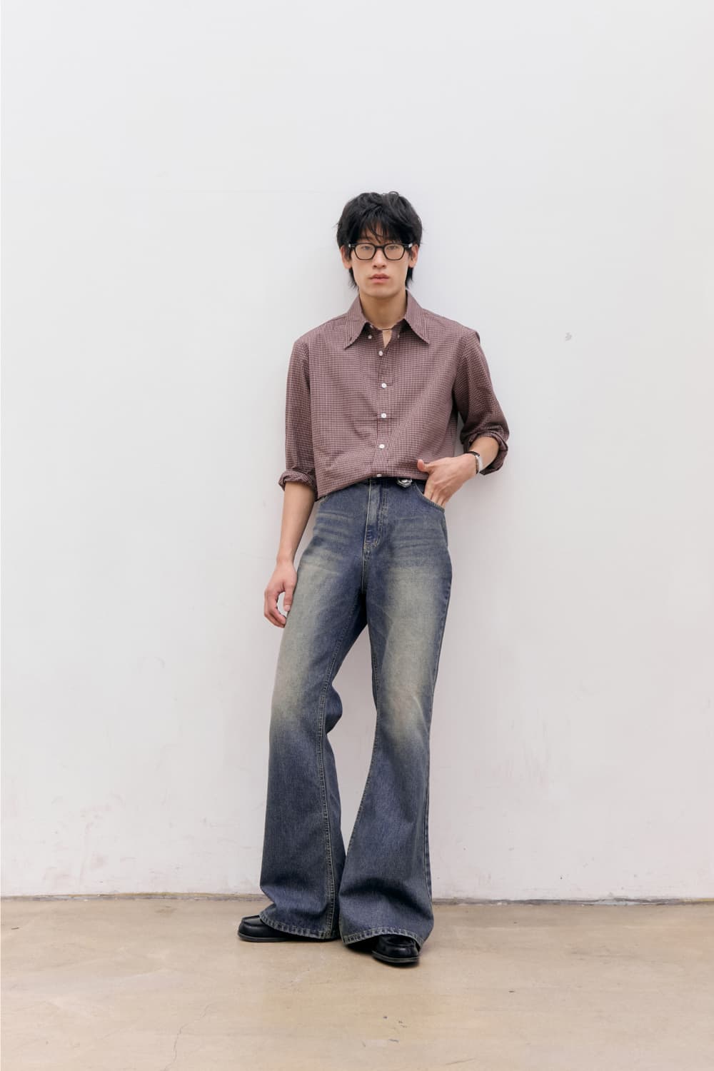 Roll-Up Check Shirts (Red) — vue 5
