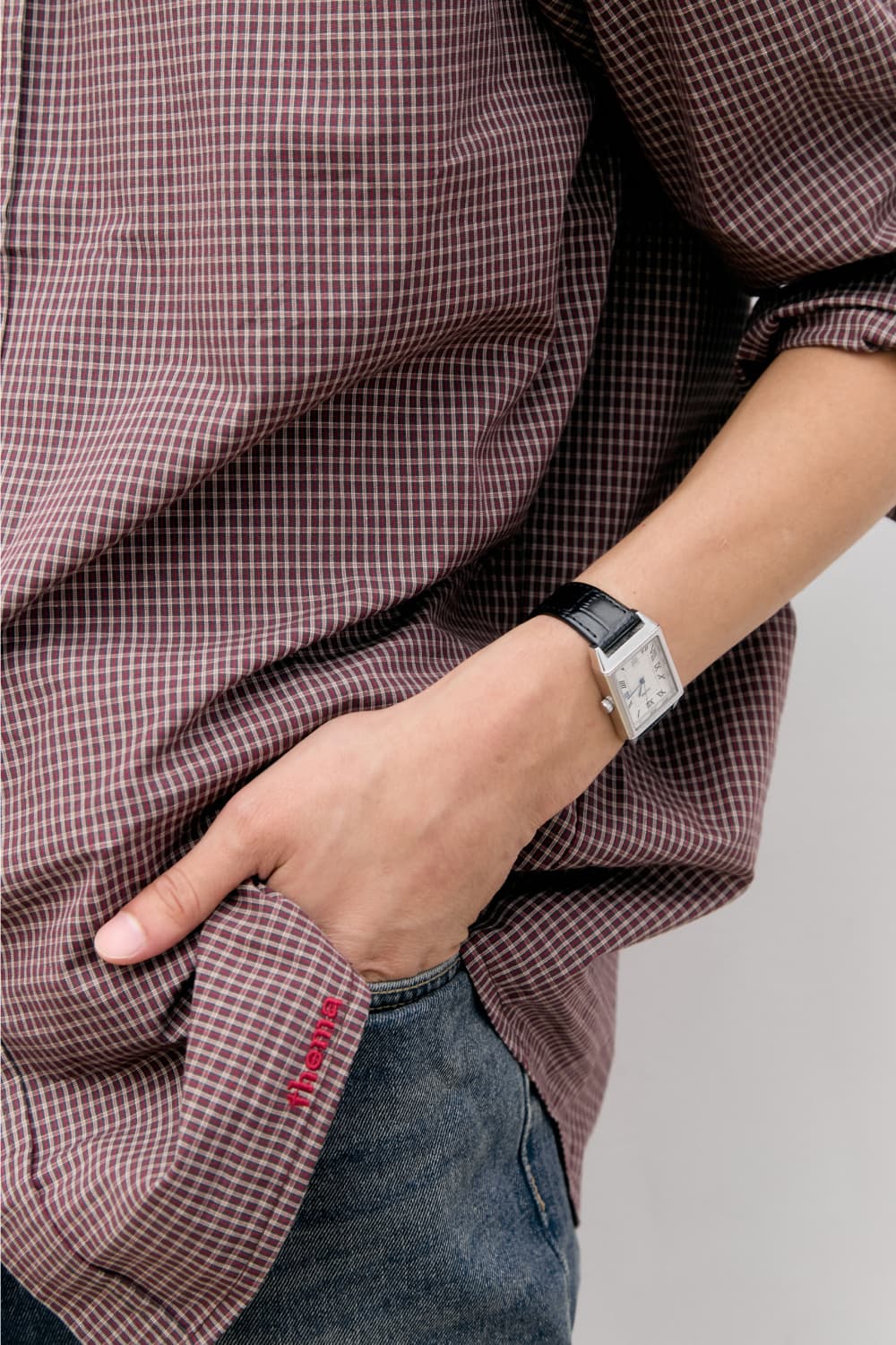 Roll-Up Check Shirts (Red) — vue 10