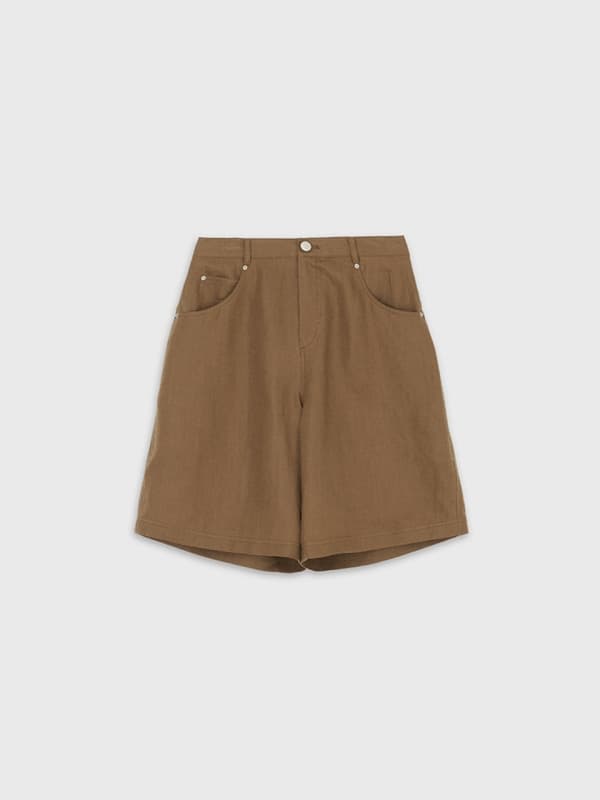 Linen Denim Bermuda (Brown) — vue 1