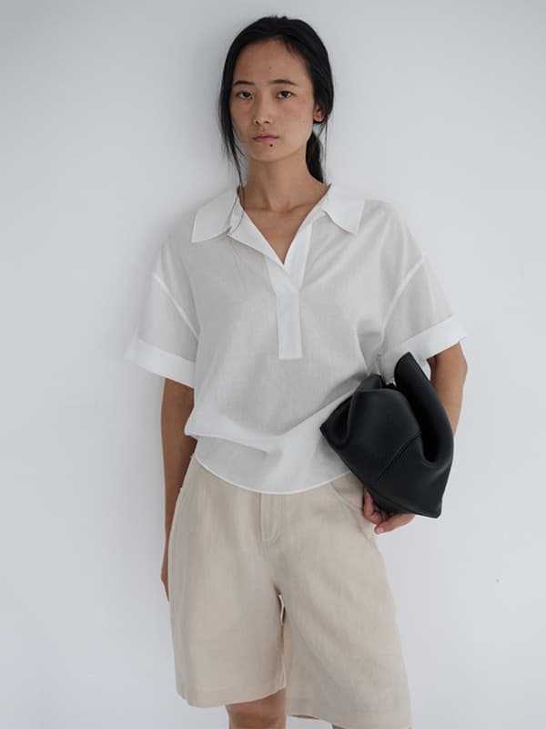 Linen Denim Bermuda (Light Beige)