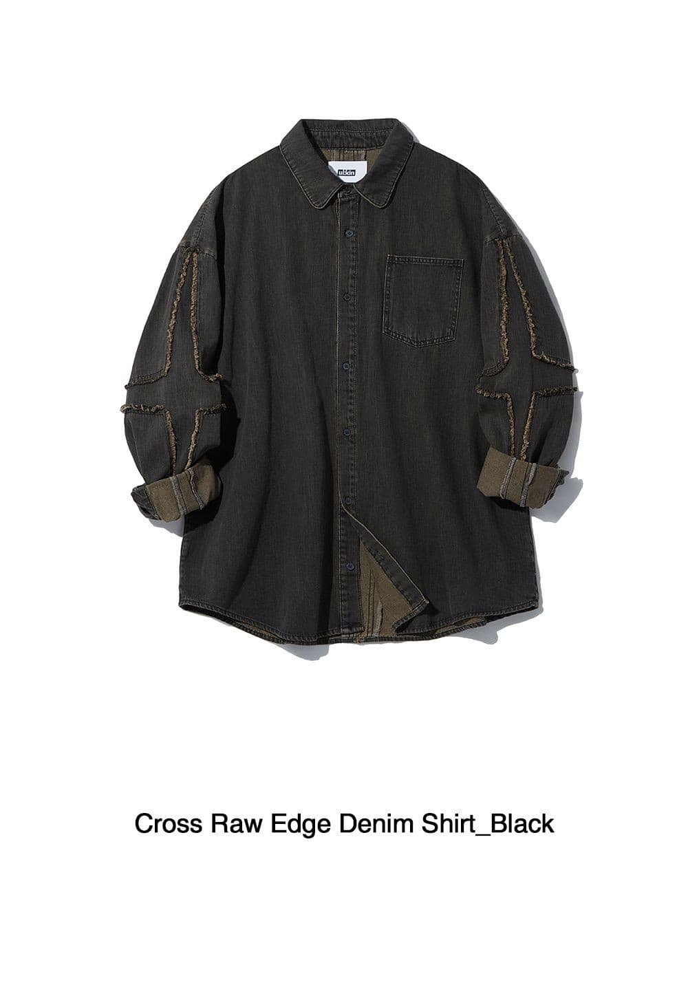 Cross Raw Edge Denim Shirt (Black) — vue 2