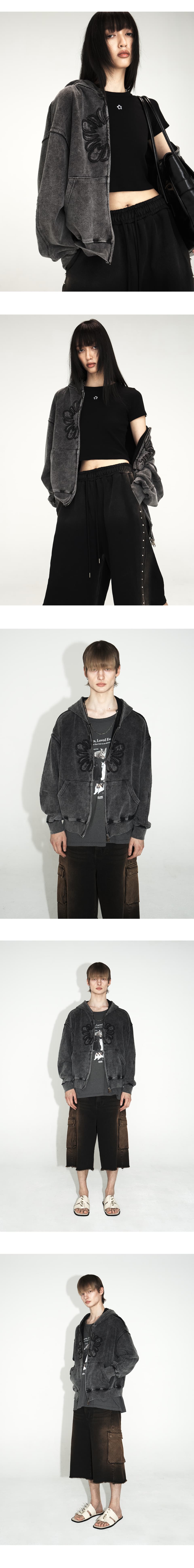 [Runway] MUGUNG Applique Washed Hoodie (Charcoal) — vue 5