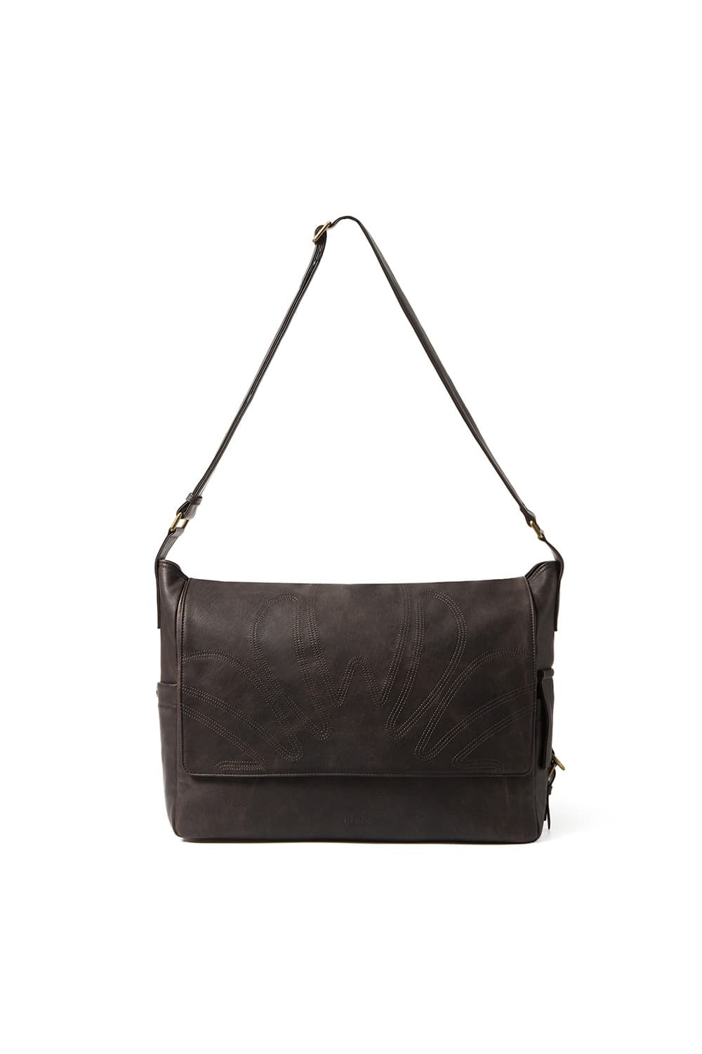 MUGUNG Stitch Leather Messenger Bag (Brown)