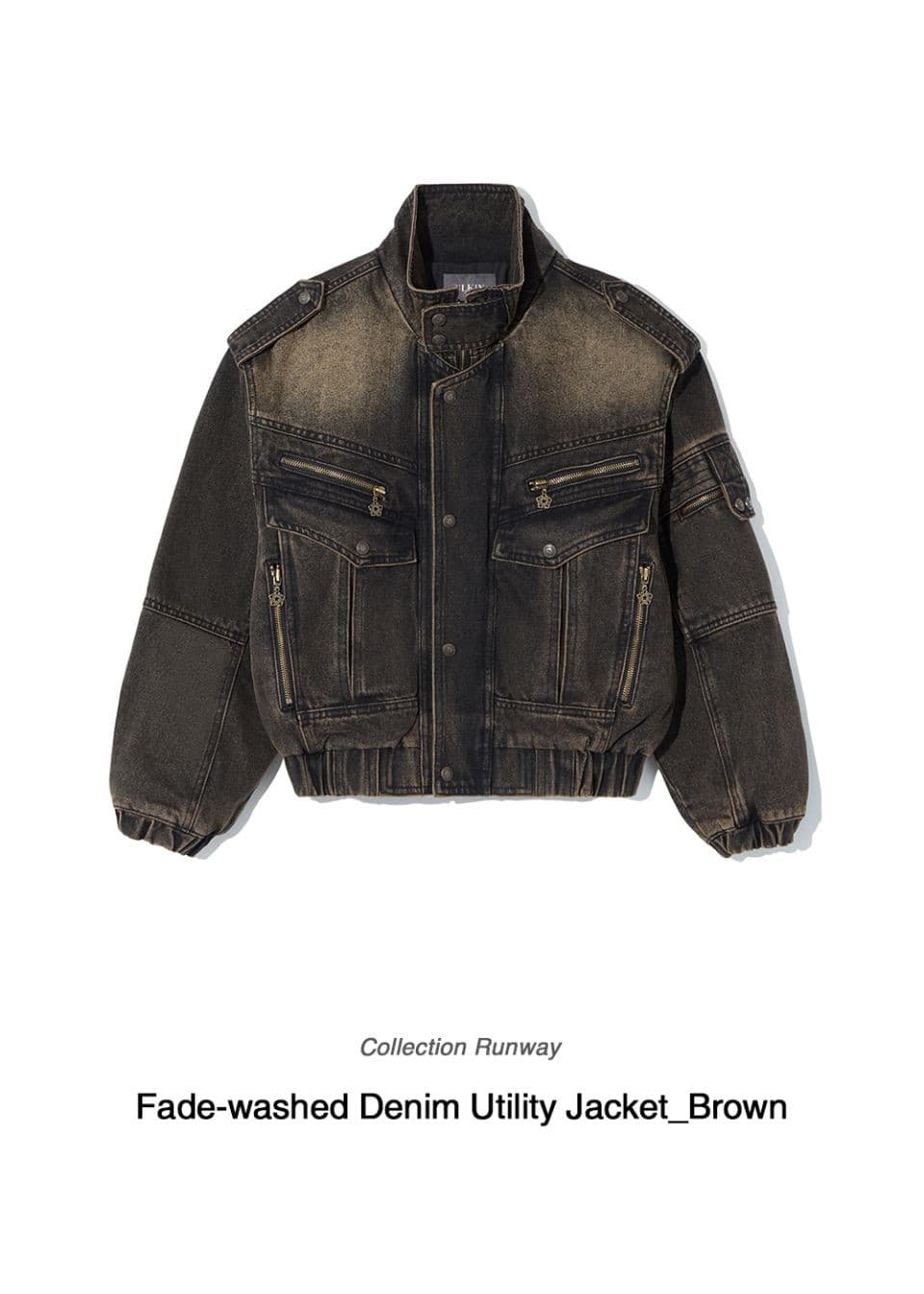 [Runway] Fade-washed Denim Utility Jacket (Brown) — vue 2