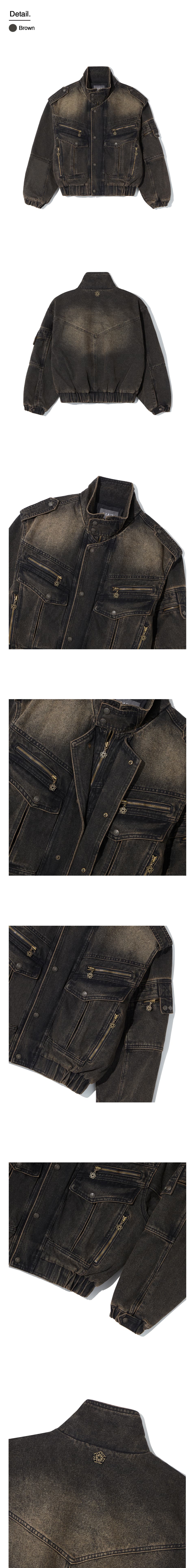[Runway] Fade-washed Denim Utility Jacket (Brown) — vue 5