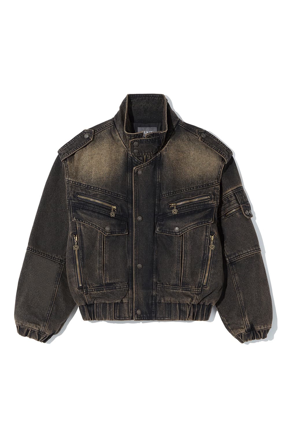 [Runway] Fade-washed Denim Utility Jacket (Brown)