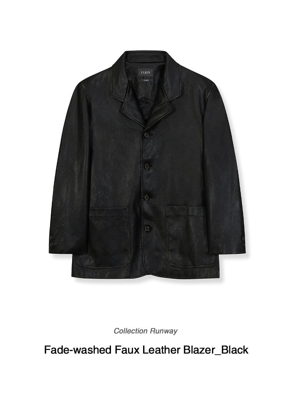[Runway] Fade-washed Faux Leather Blazer (Black) — vue 2