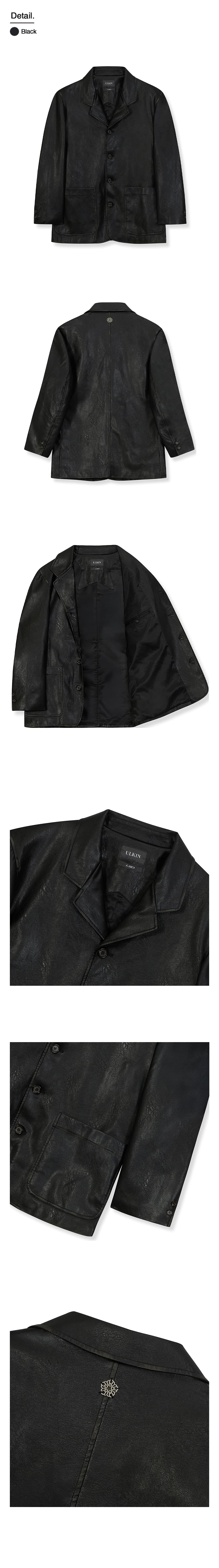 [Runway] Fade-washed Faux Leather Blazer (Black) — vue 6