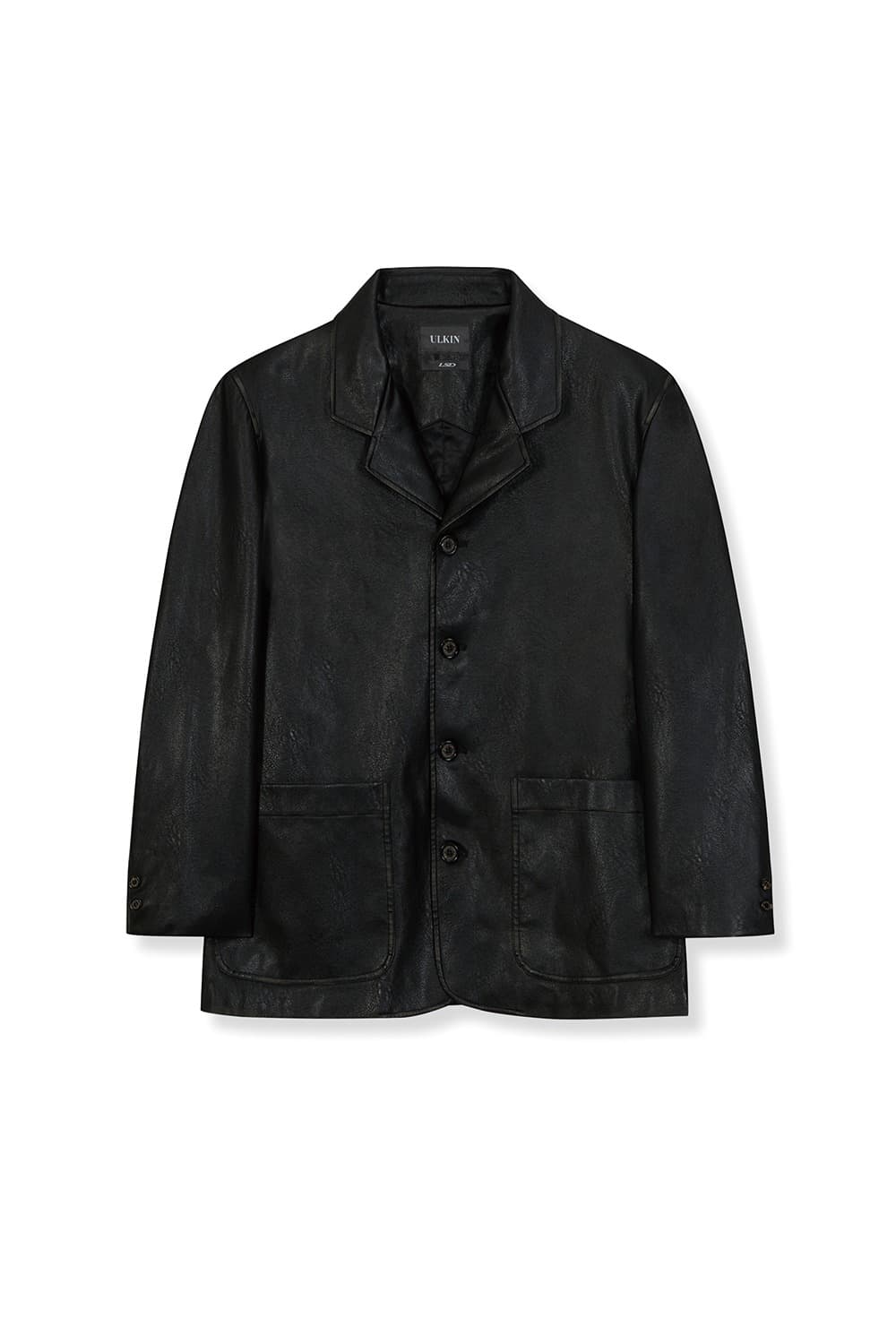 [Runway] Fade-washed Faux Leather Blazer (Black)