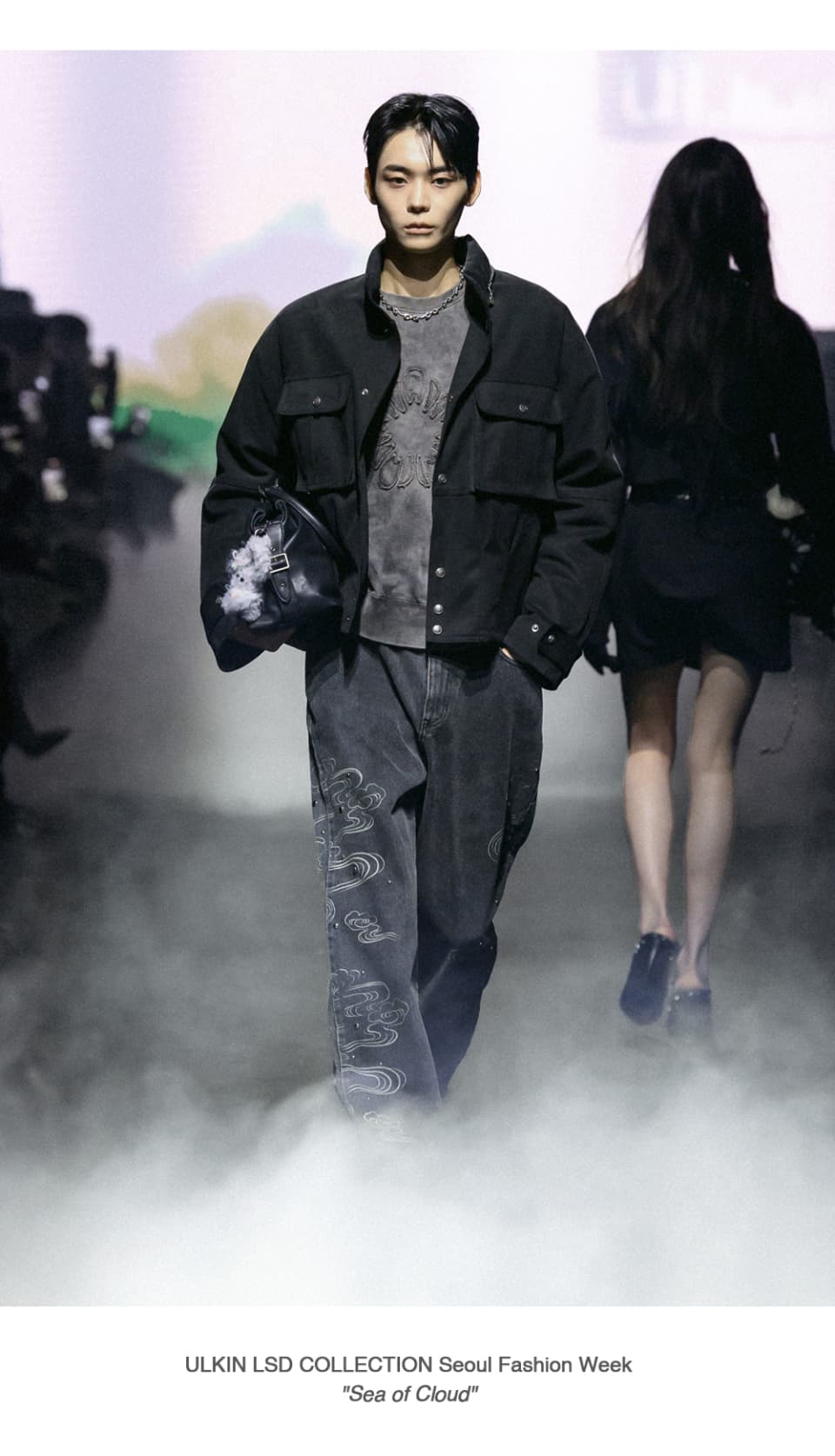 [Runway] Bleach-print Stud Denim Pants (Black) — vue 3