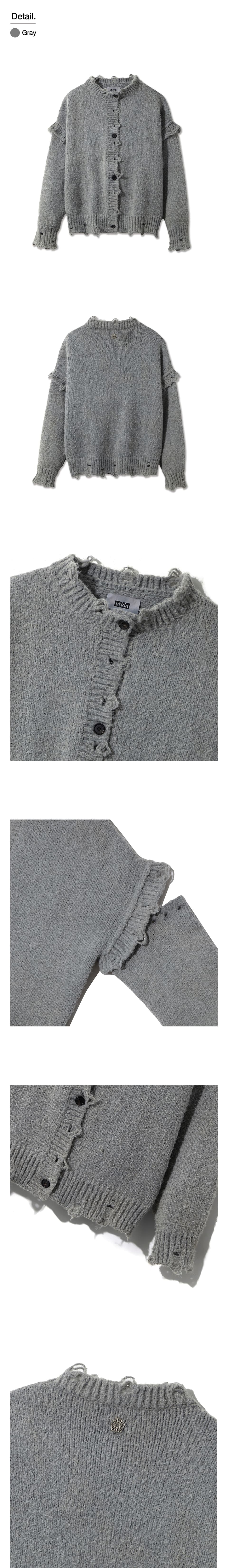 Batch No.1 Traditional-Dyed Persimmon & Ink Oversized Cardigan (Grey) — vue 4