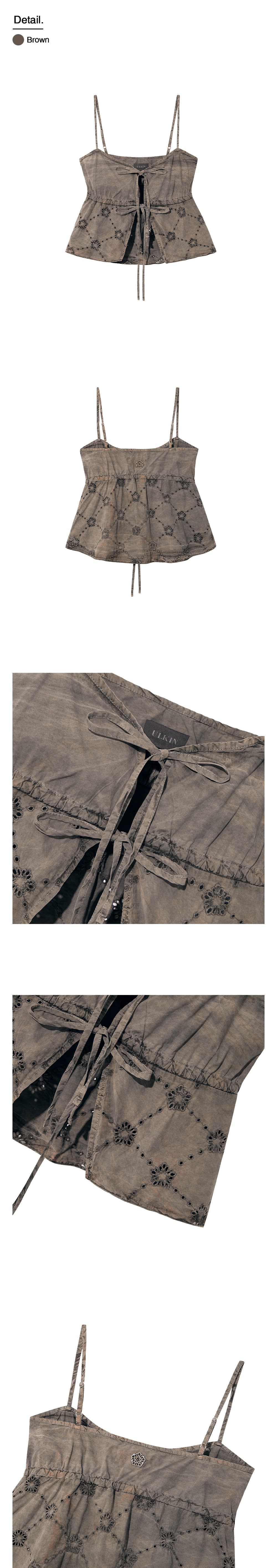 [Runway] Batch No.2 Traditional-Dyed Persimmon & Ink MUGUNG Punched Bustier (Brown) — vue 4