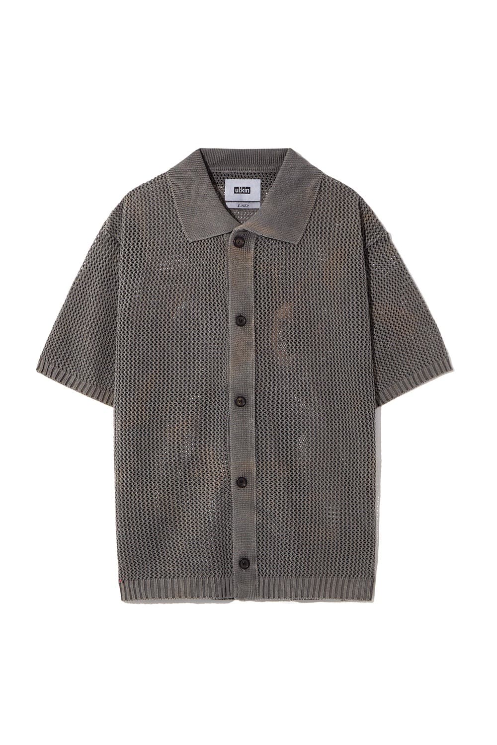 [Runway] Batch No.2 Traditional-Dyed Persimmon & Ink Crochet Half Shirt (Brown) — vue 1