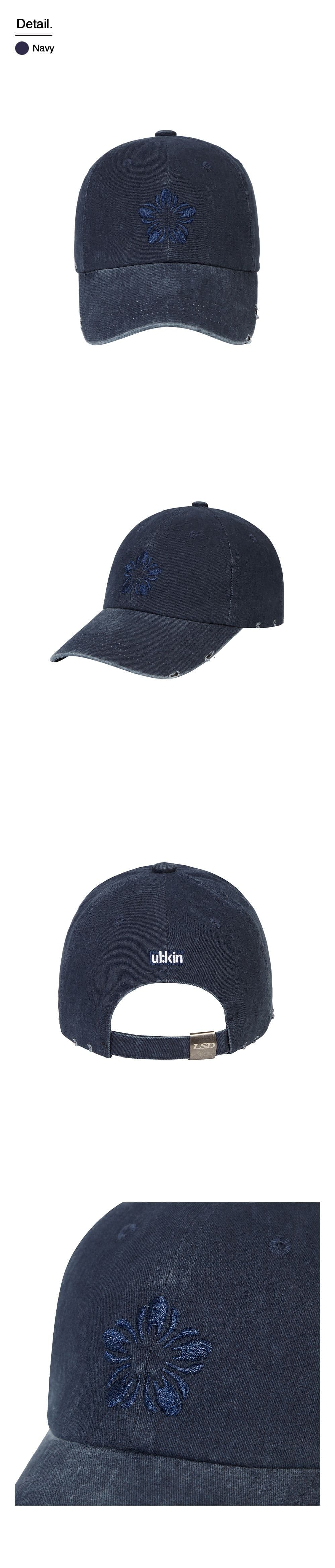 MUGUNG Embroidery Pigment Ball Cap (Navy) — vue 4