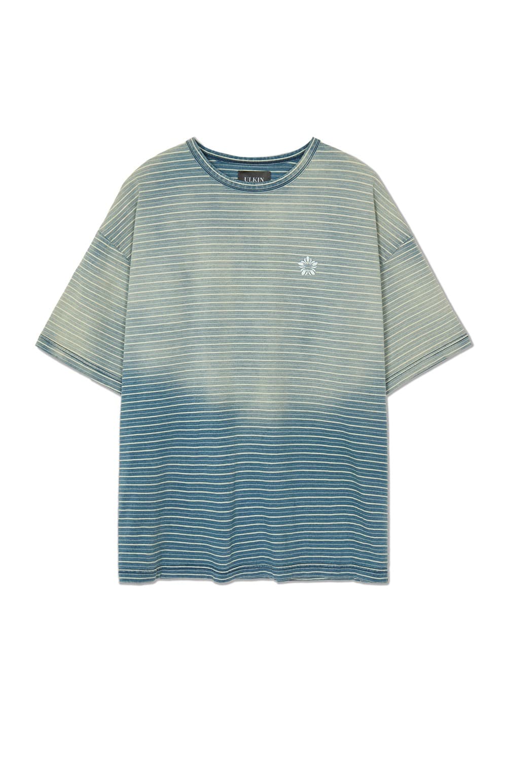 [Runway] Stripe Bleach Washed T-shirt (Blue) — vue 1