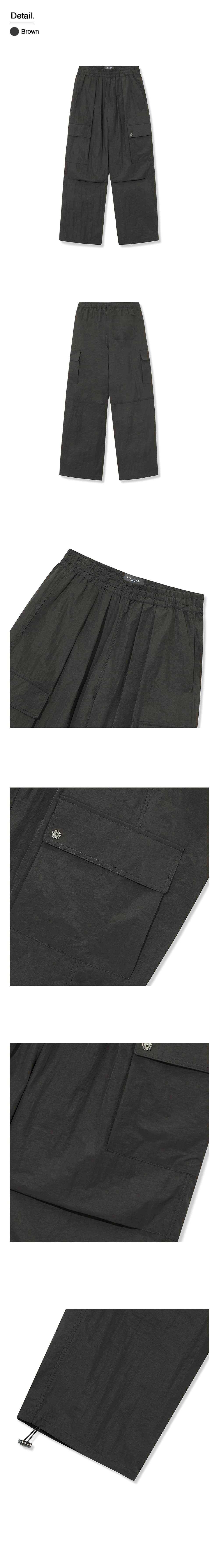 Nylon Cargo Parachute Pants (Brown) — vue 5