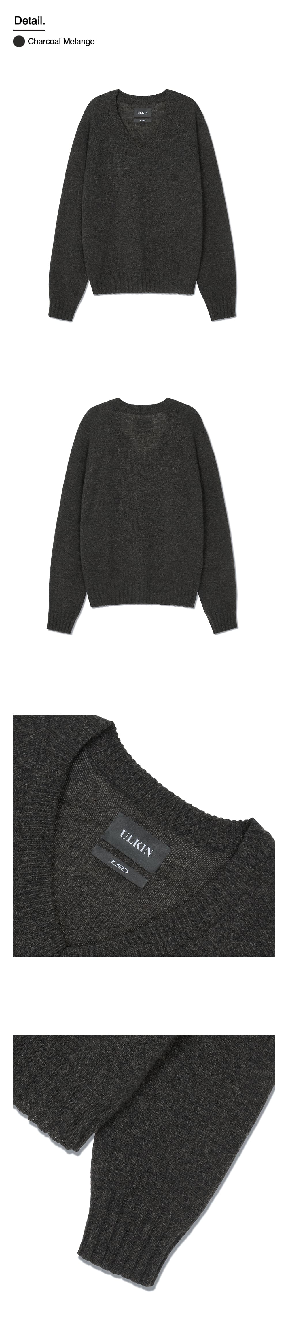 ULKIN V neck Knit Top (Charcoal Melange) — vue 3