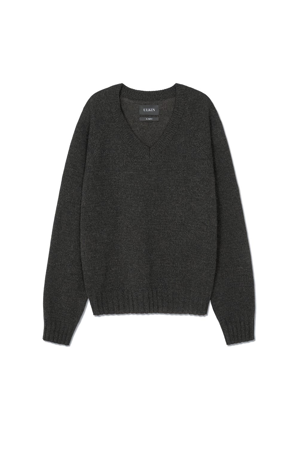 ULKIN V neck Knit Top (Charcoal Melange)