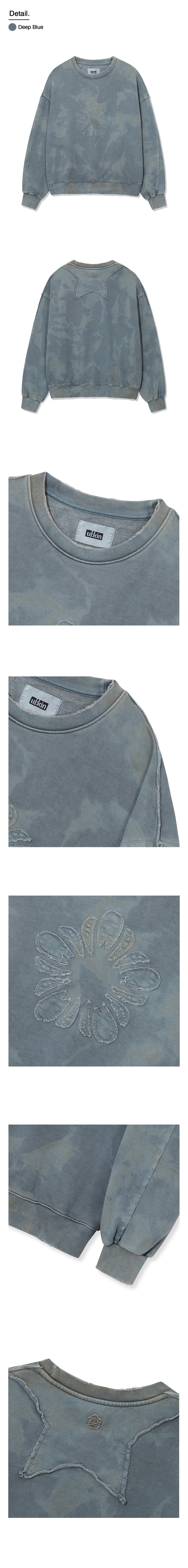 Batch No.2 Traditional-Dyed MUGUNG Applique Sweatshirt (Deep Blue) — vue 3