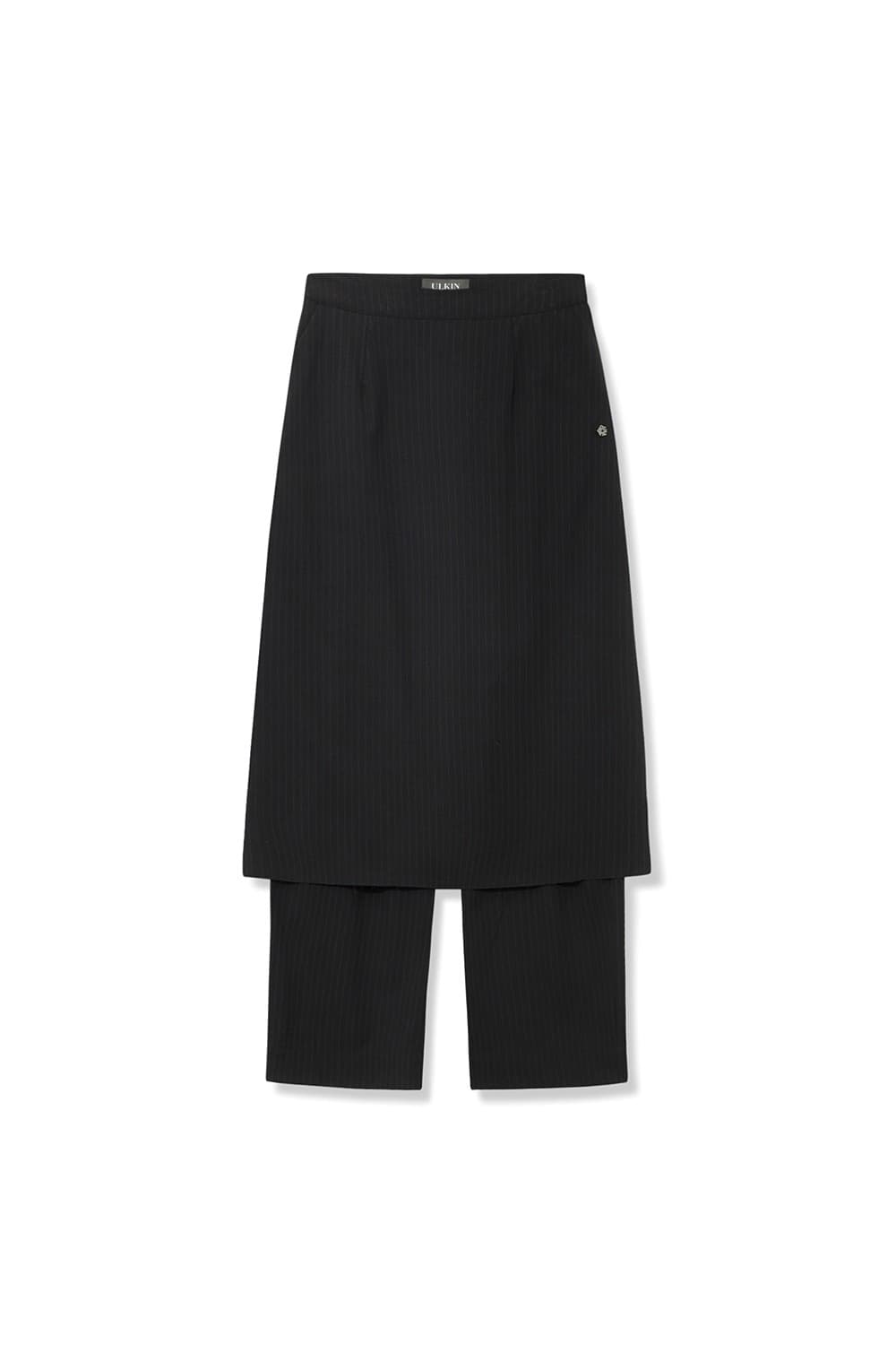 Stripe Layered Skirt Pants (Black) — vue 1