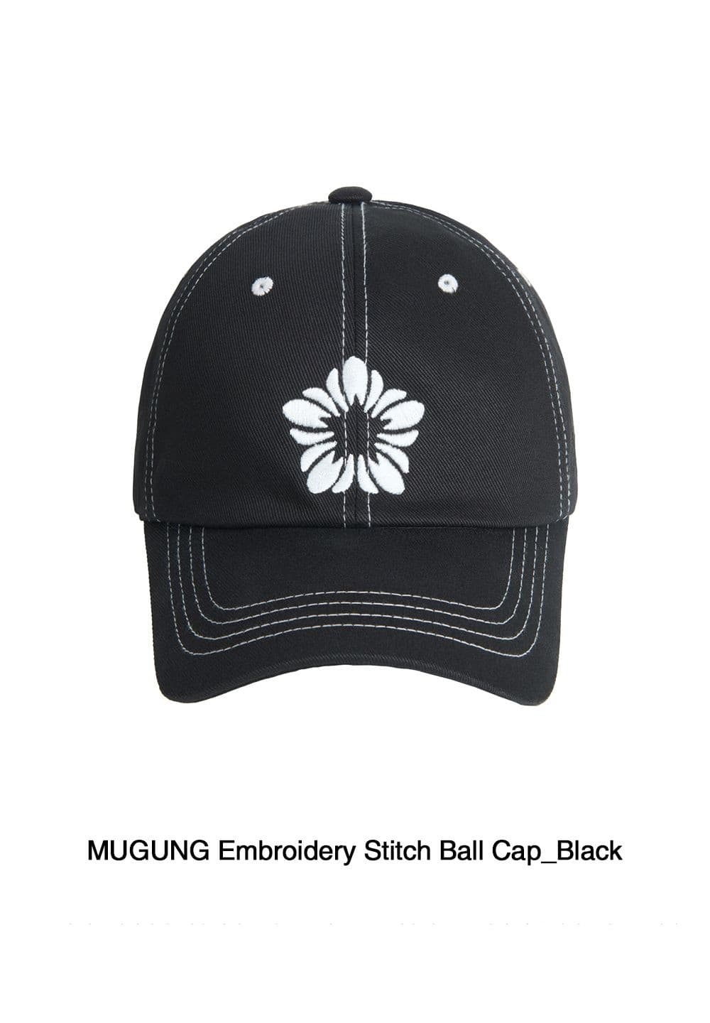 MUGUNG Embroidery Stitch Ball Cap (Black) — vue 2