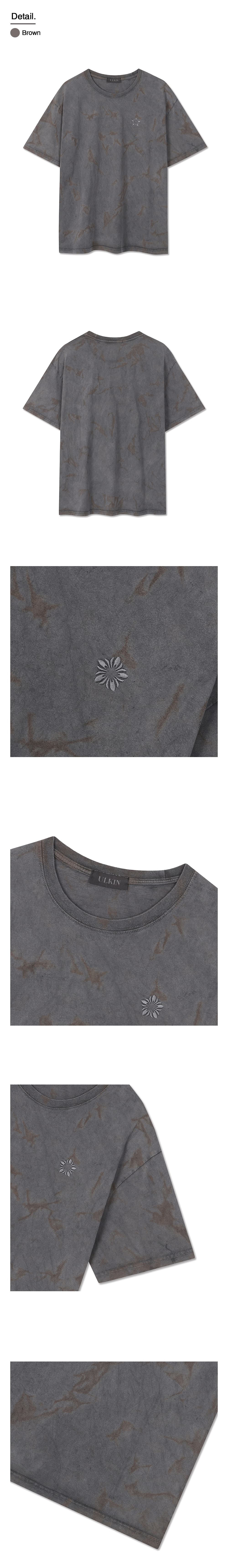 Batch No.3 Traditional-Dyed Heritage MUGUNG Embroidery T-shirt (Brown) — vue 3