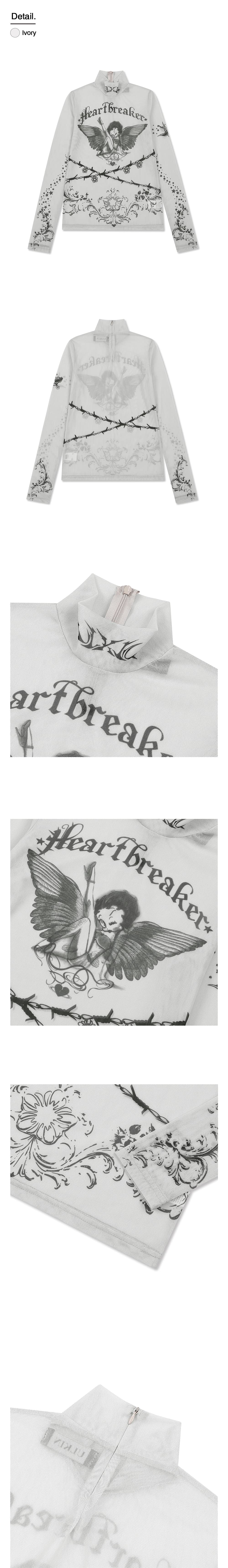 ULKIN X BETTY BOOP Heartbreaker Angel Mesh Turtleneck (Ivory) — vue 3