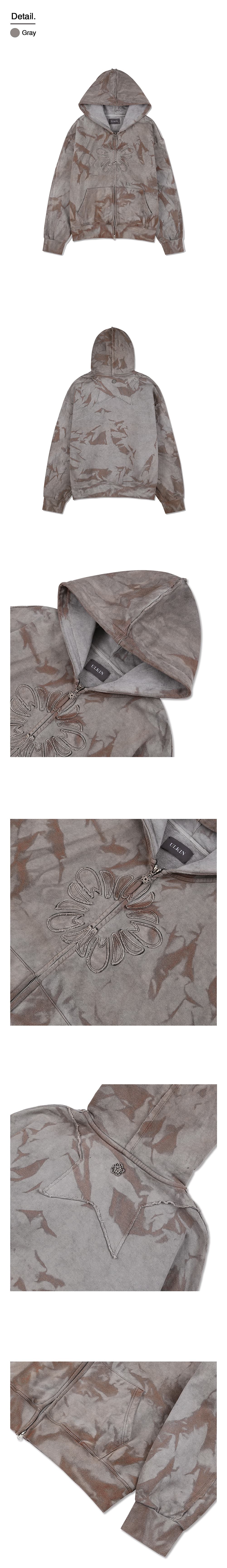 Batch No.3 Traditional-Dyed MUGUNG Zip-up Hoodie (Gray) — vue 3