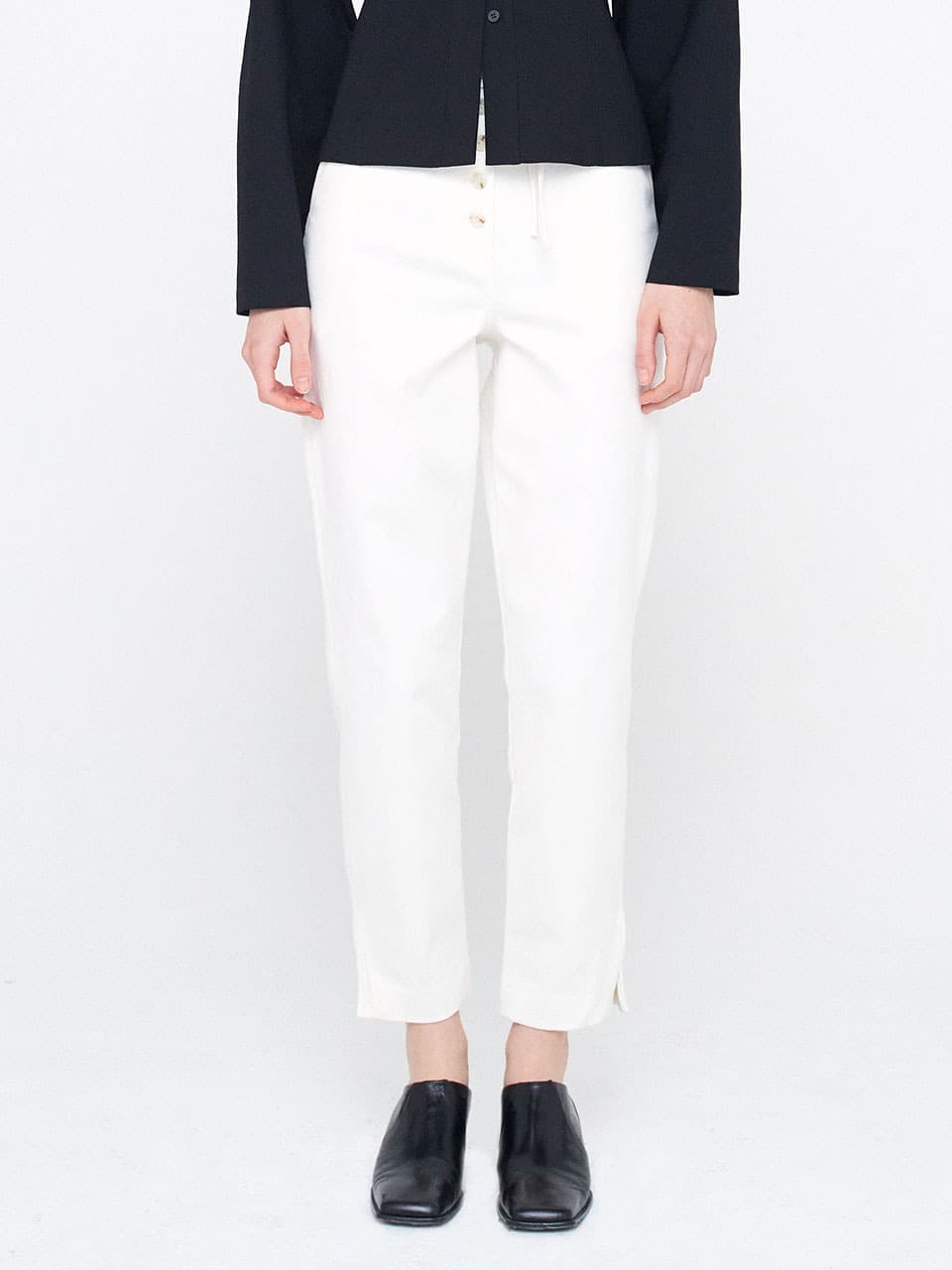 Washed Highwaist Pants — White
