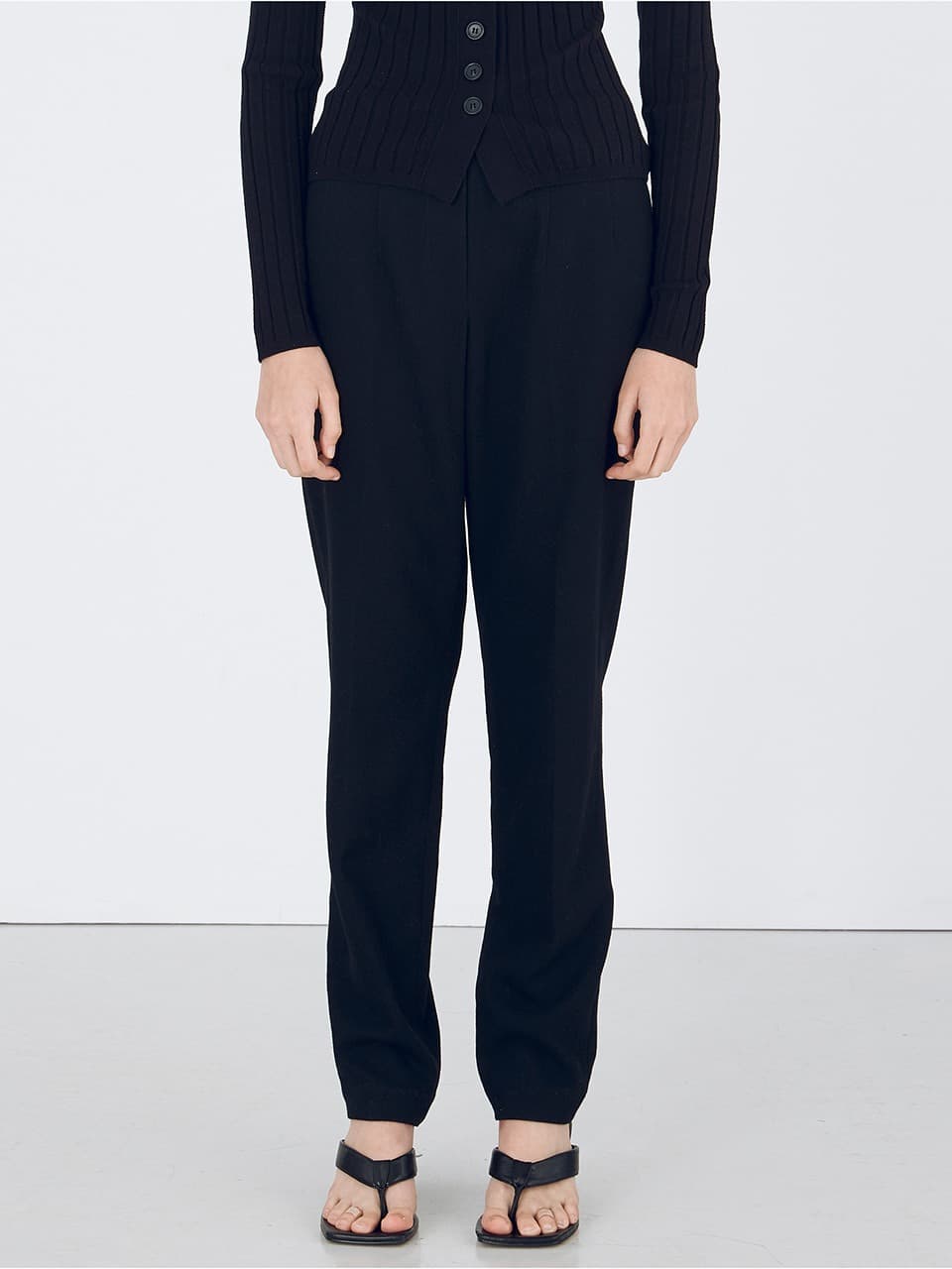 Zigzag Wool Pants — Black