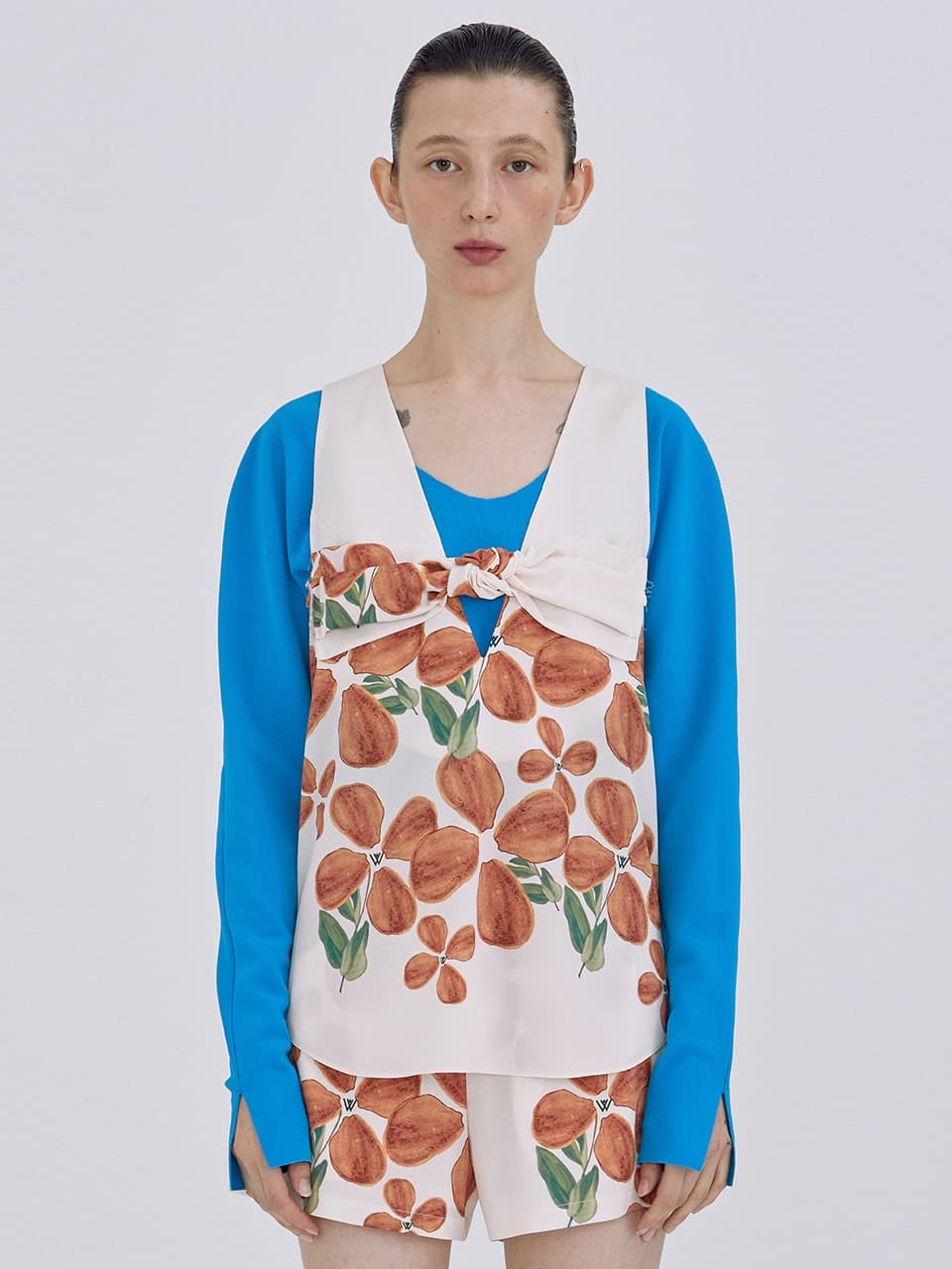 Twisted V-neck Top — Cream
