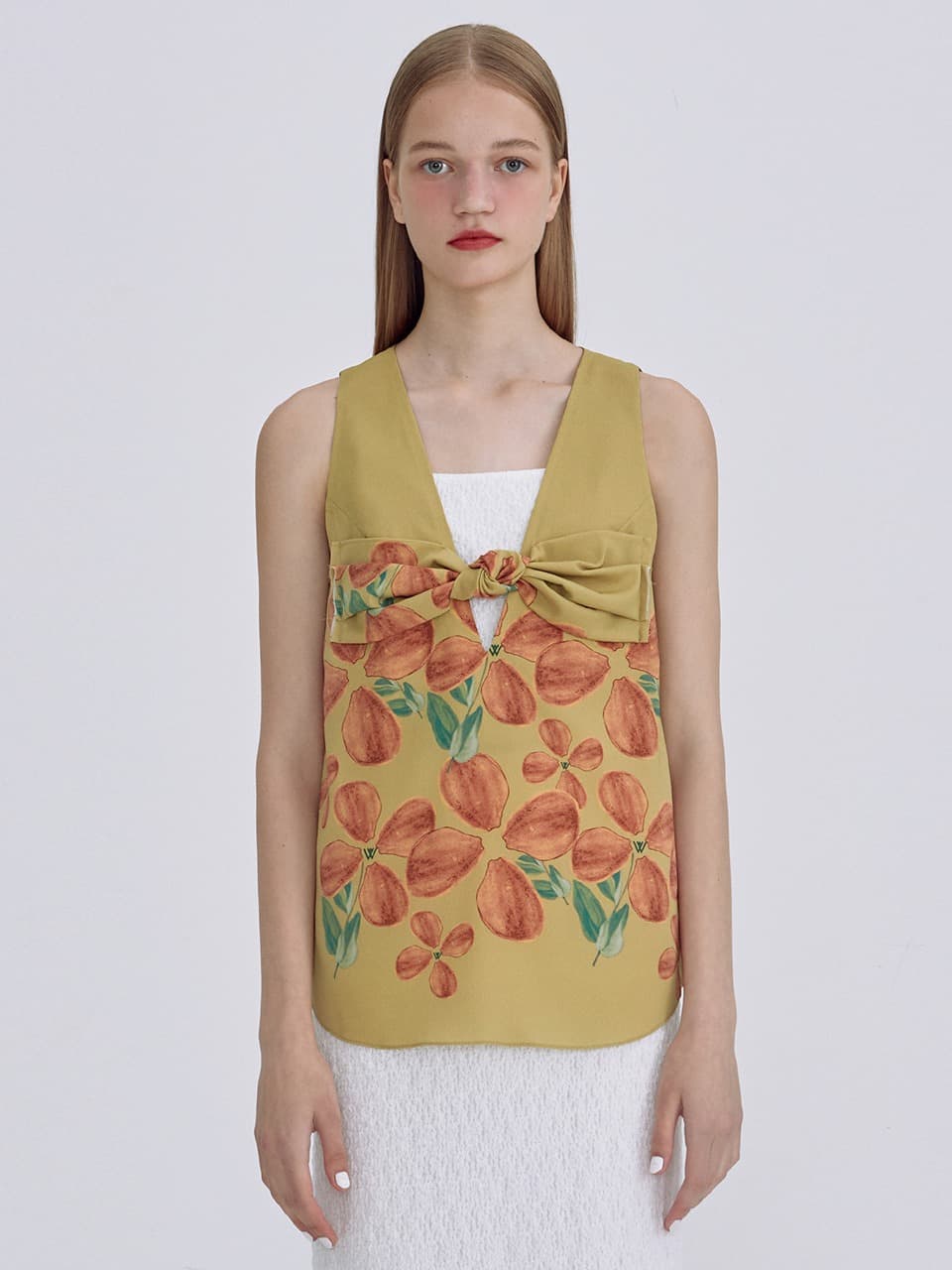 Twisted V-neck Top — Olive