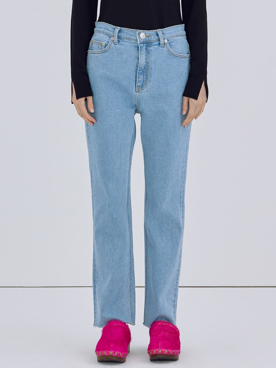 Semi-Bootscut Denim Pants — Light Blue