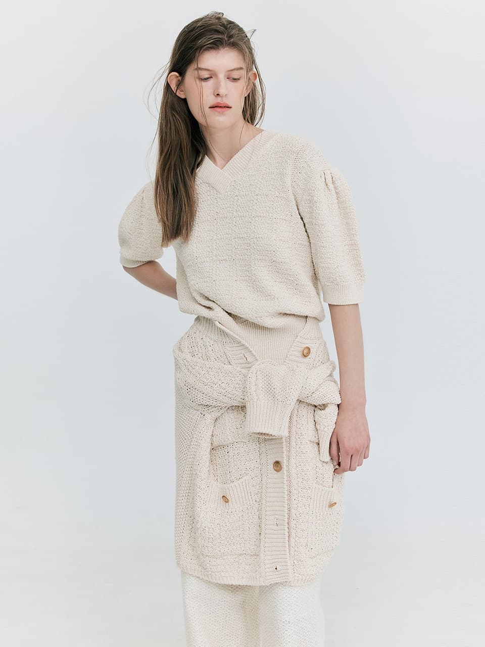 Back Open Knit Top — Cream