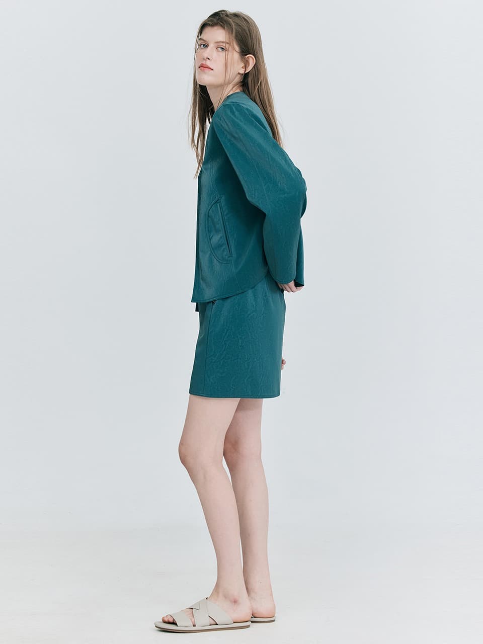 Leather Mini Skirt — Dark Green