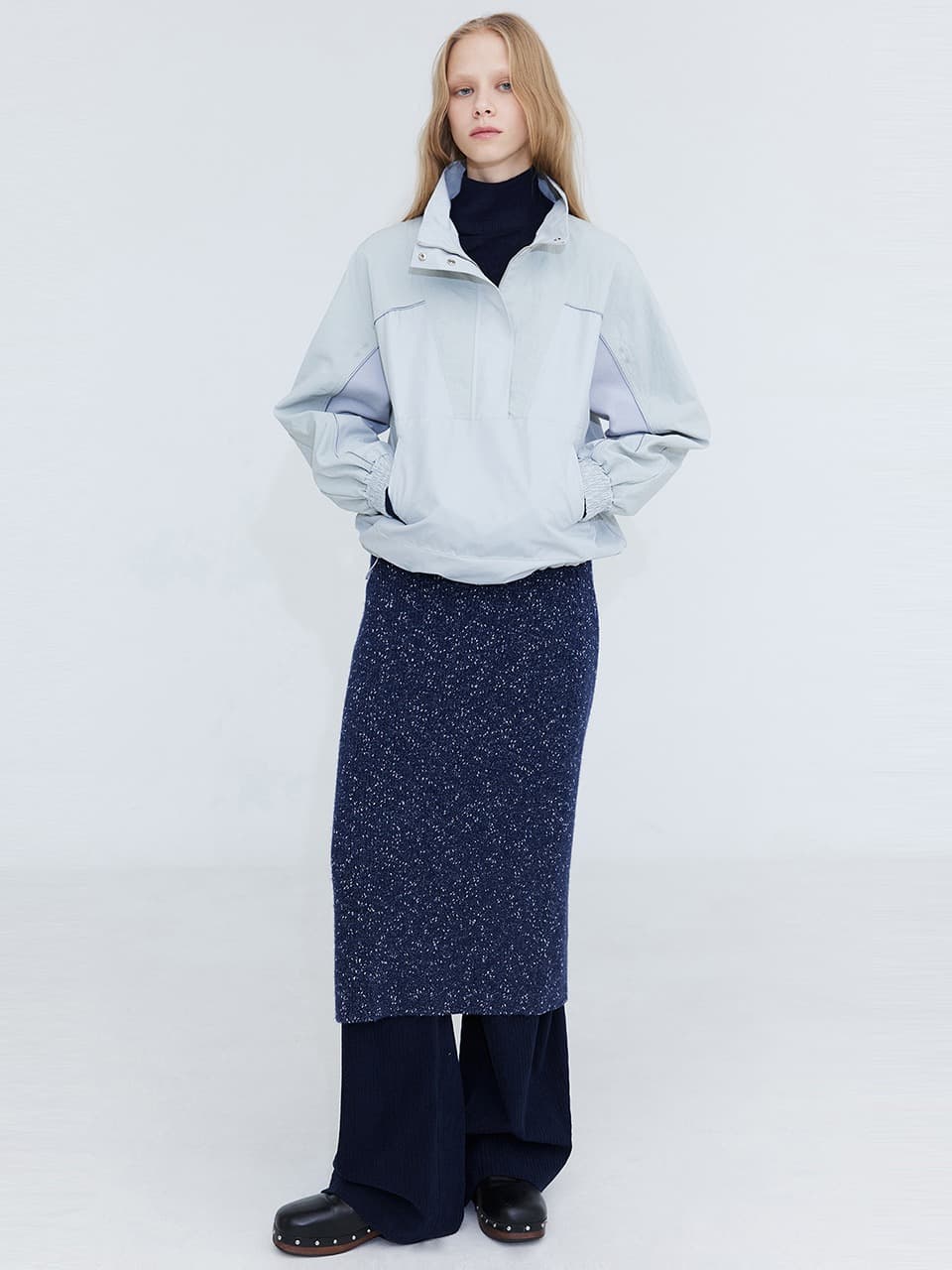 Half Zip-up Anorak — Grey