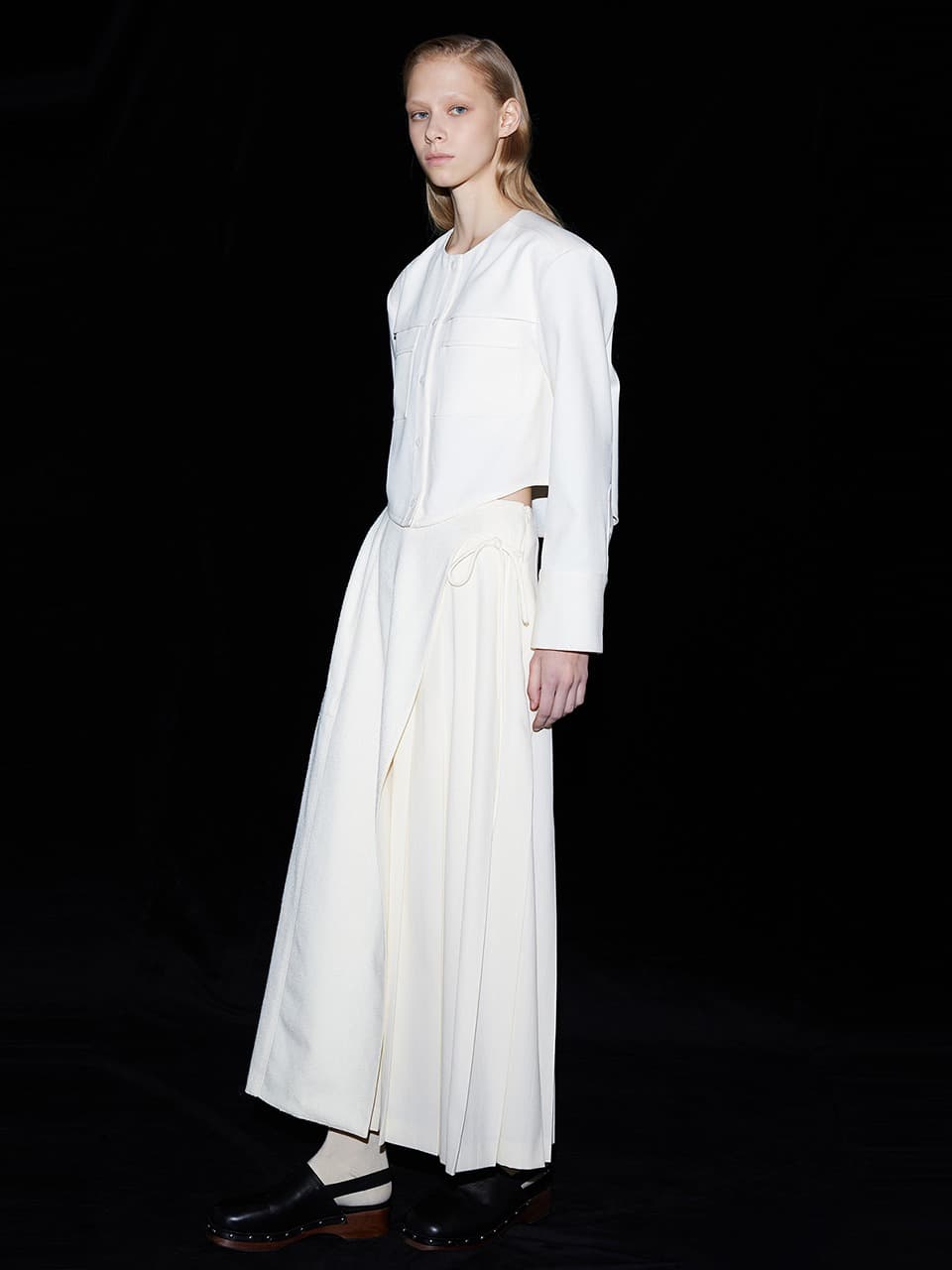 Pleats Wrap Skirt — IVORY