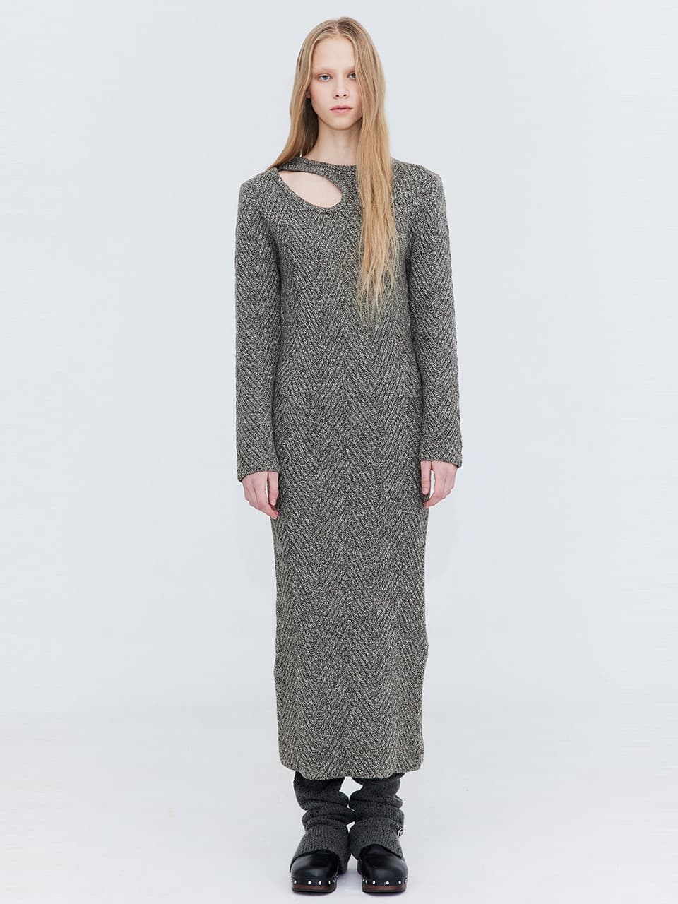 Color Mixed Knit Dress — Mint